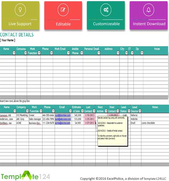 Customer Relationship Management Excel Template