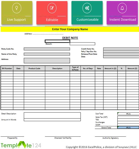 Credit Note Example Excel Sample Excel Templates
